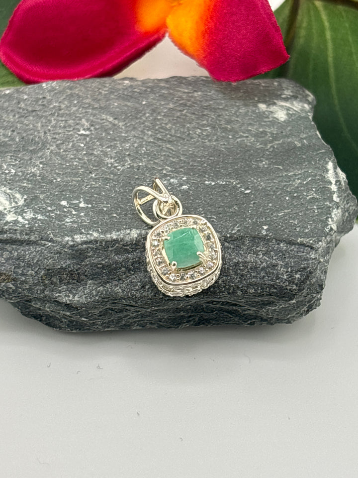 Zambian Emerald w/CZ Pendant