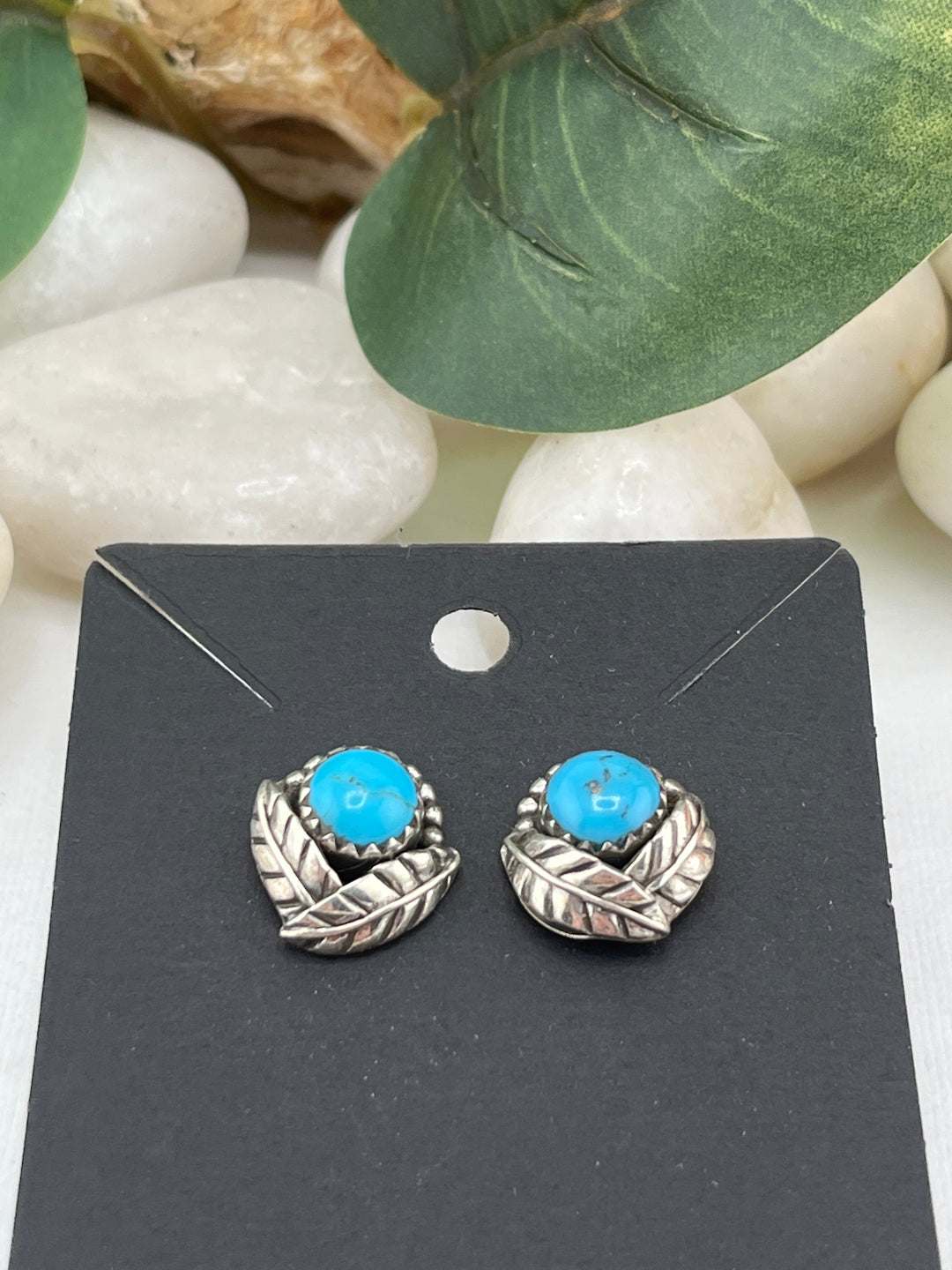 FB Turquoise Feather Post Earrings