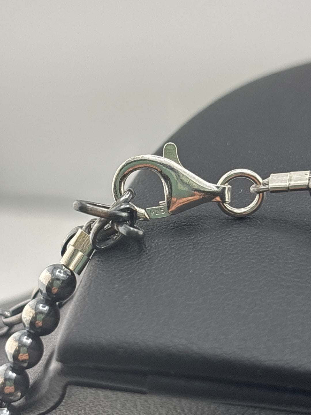 4mm 12"+2" Oxidized 925 Sterling Silver Bead Necklace