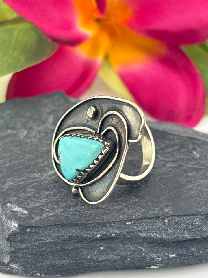 Turquoise and 925 Sterling Silver Ring Size 6