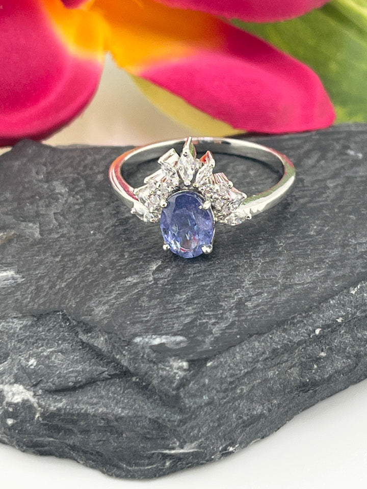 Tanzanite/CZ and 925 Sterling Silver Ring