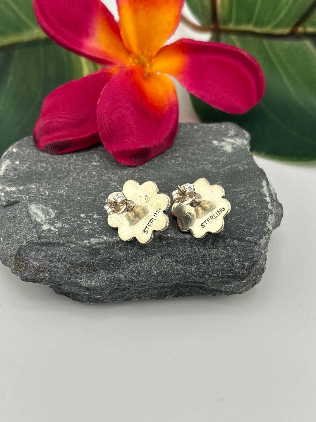 Orange Spiny Oyster Stud Earrings