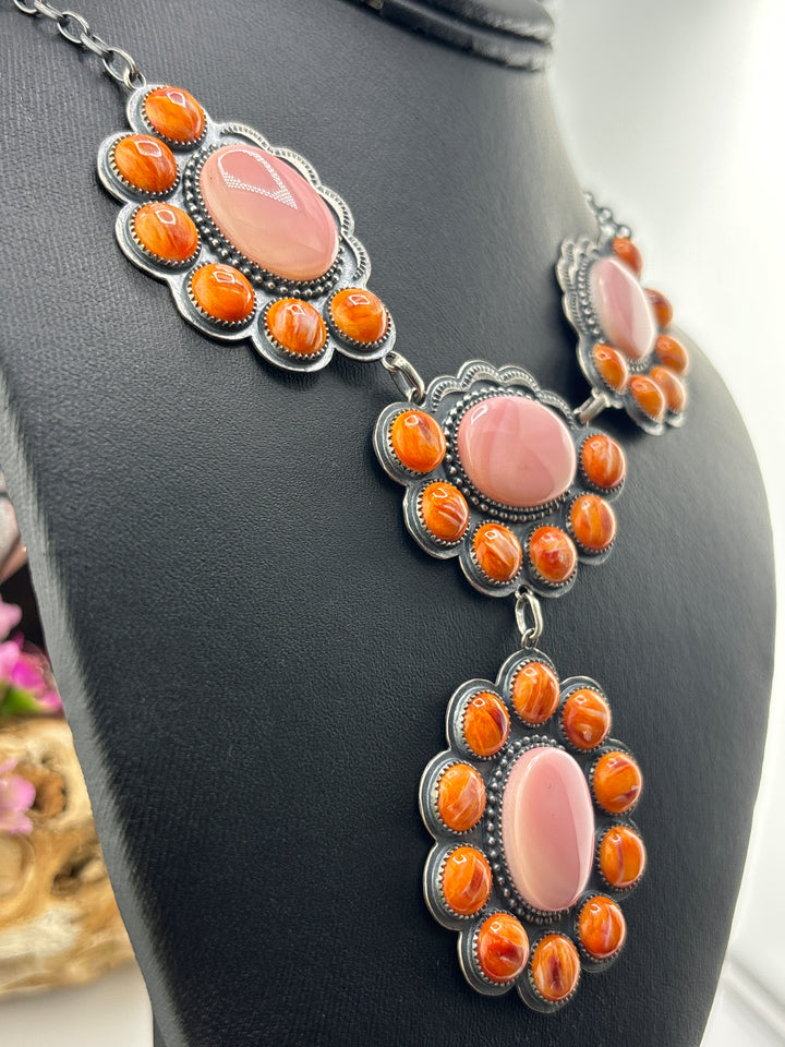 Queen Conch and Orange Spiny Oyster Southwest Statement Necklace