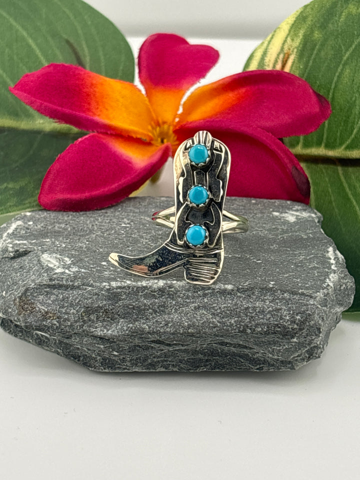 Turquoise Cowboy Boot Ring Size 8.25