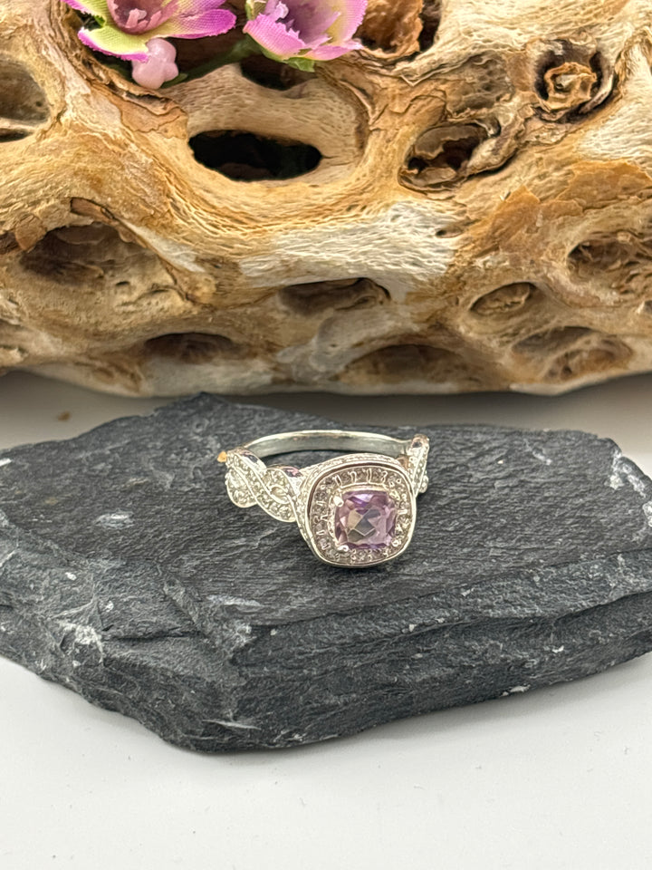Amitrine and CZ Ring Size 9