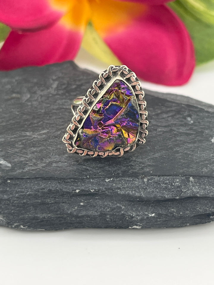 Titanium Druzy and 925 Sterling Silver Ring