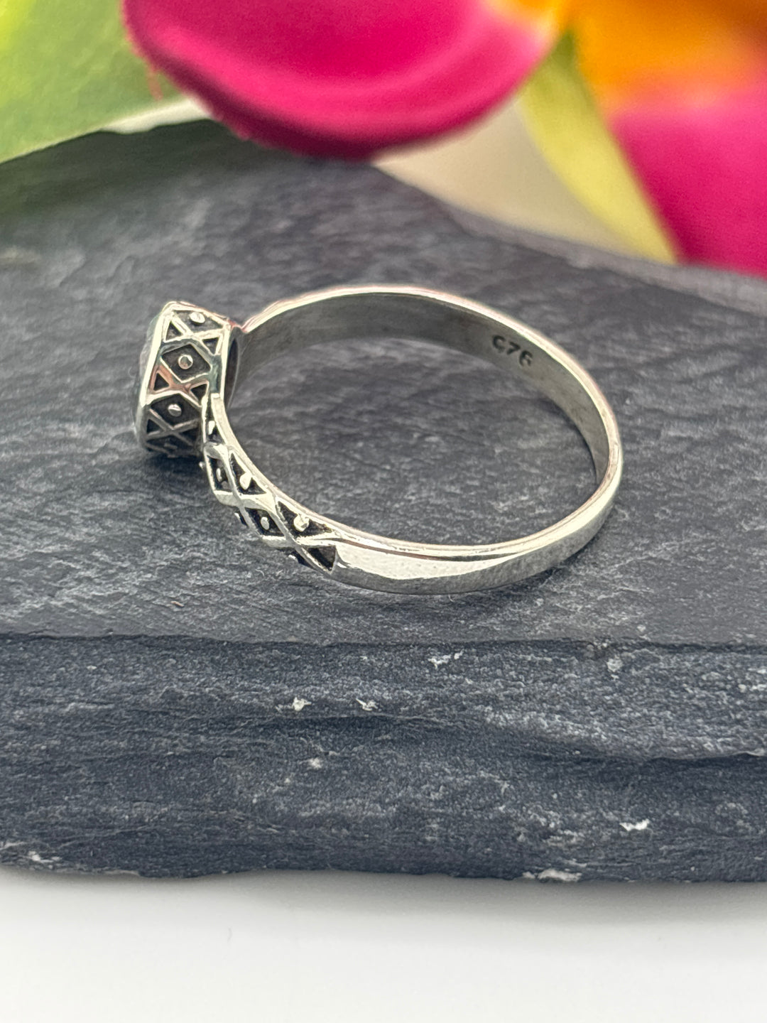 Aquamarine and 925 Sterling Silver Ring Size 8.75