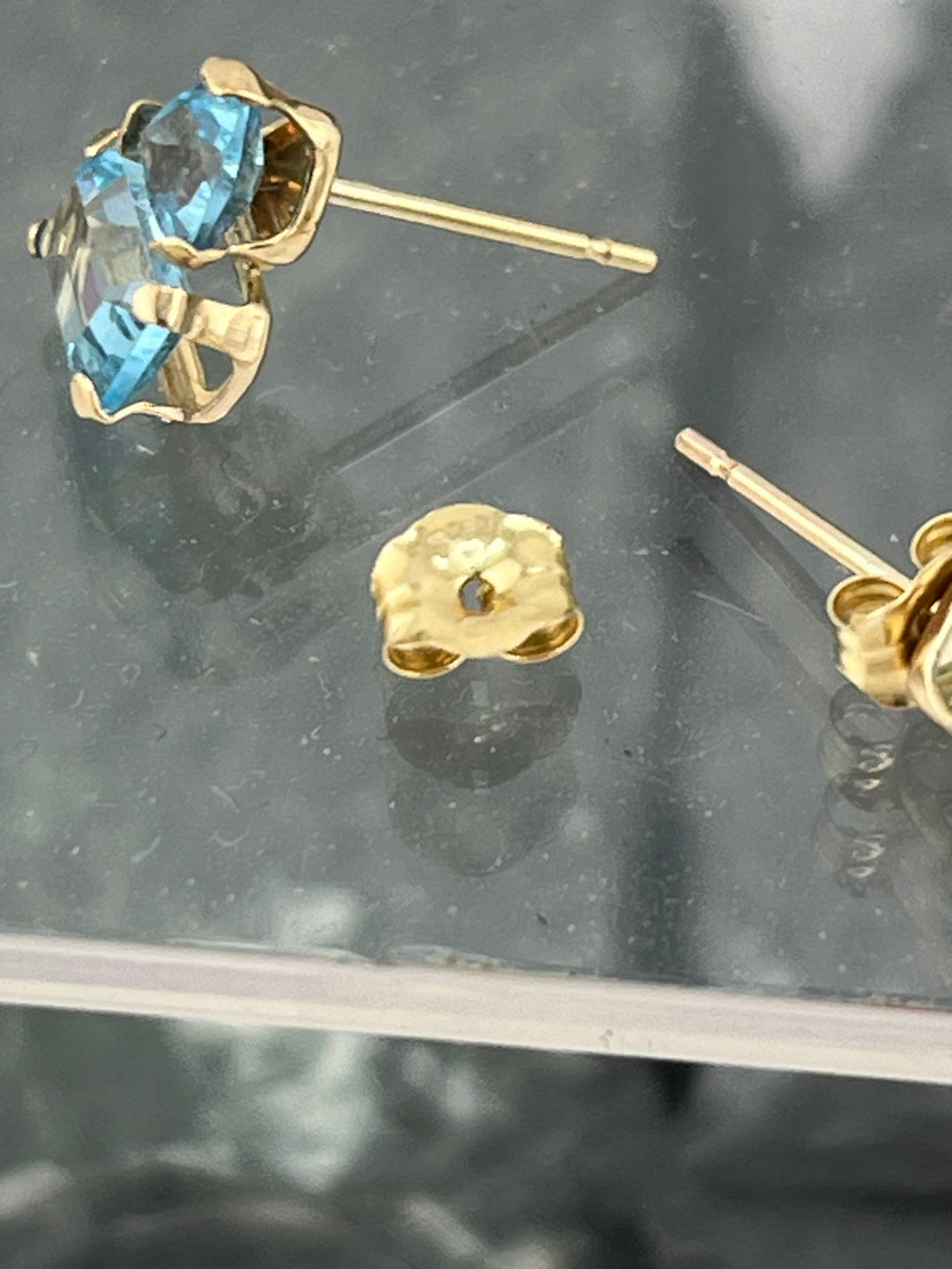 14K Gold Blue Topaz Earrings
