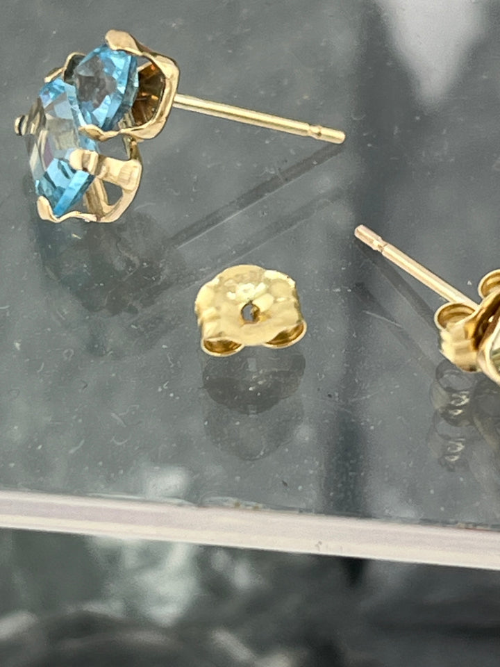 14K Gold Blue Topaz Earrings