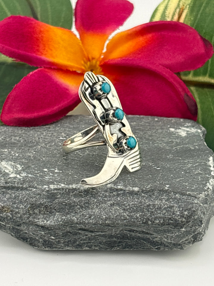 Turquoise Cowboy Boot Ring Size 8.25