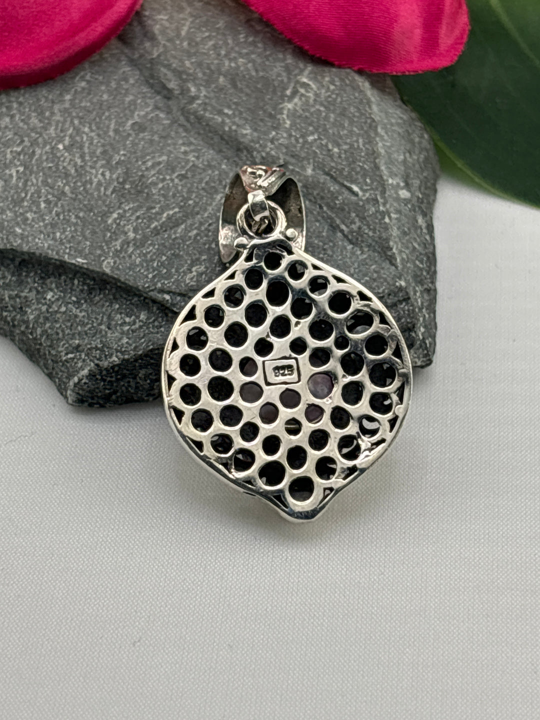 Pink Mabe Pearl/Garnet/Peridot Bali Pendant