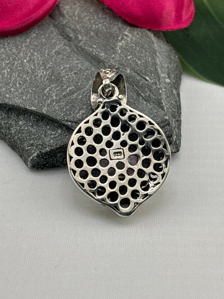 Pink Mabe Pearl/Garnet/Peridot Bali Pendant