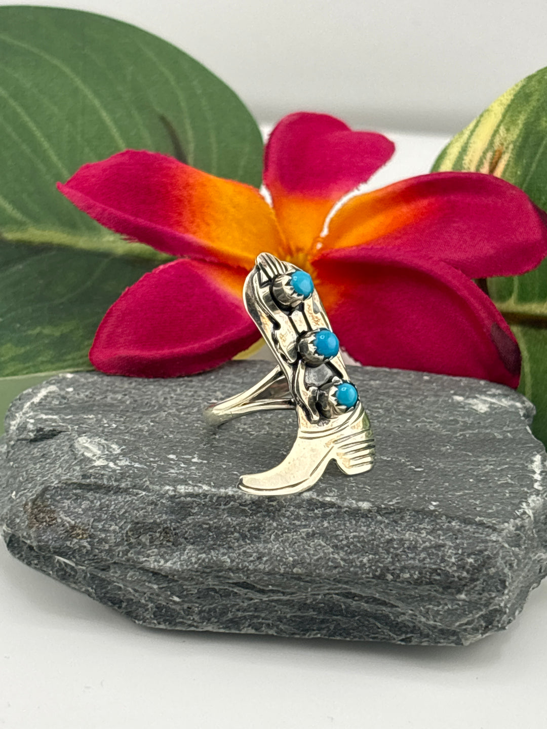 Turquoise Cowboy Boot Ring Size 7.25