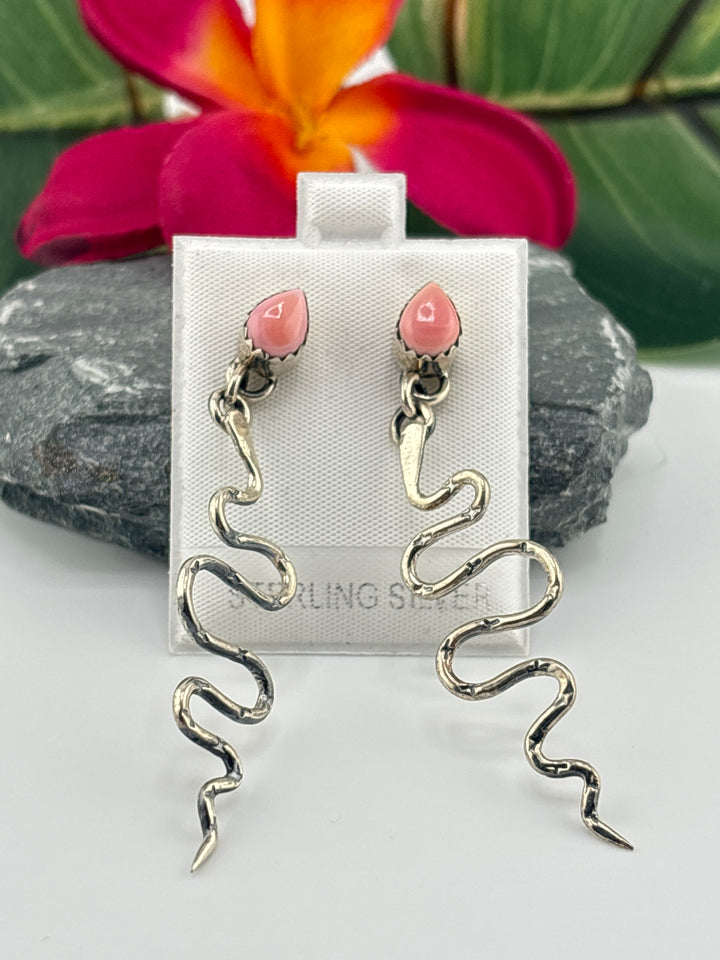 Queen Conch Snake Stud Dangle Earrings