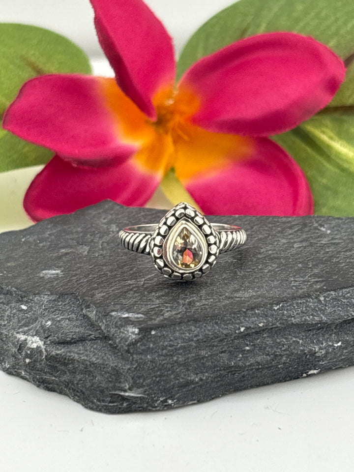 Citrine Bali Ring in sterling silver 925 size 8.25