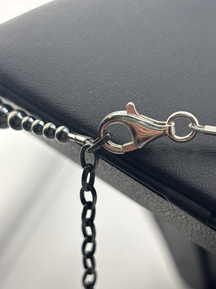 Graduated Bead 3/4/5/6 mm 24"+2" Oxidized 925 Sterling Silver Neckace