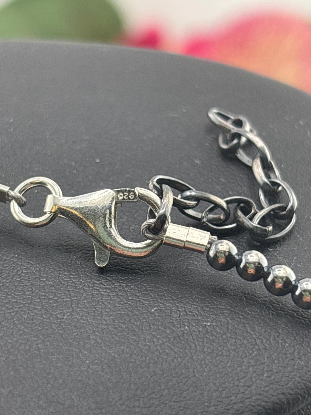3mm 24"+2" Oxidized 925 Sterling Silver Bead Necklace