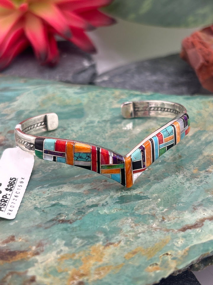 Regie 925 Sterling Silver Mosaic Multi-stone Cuff