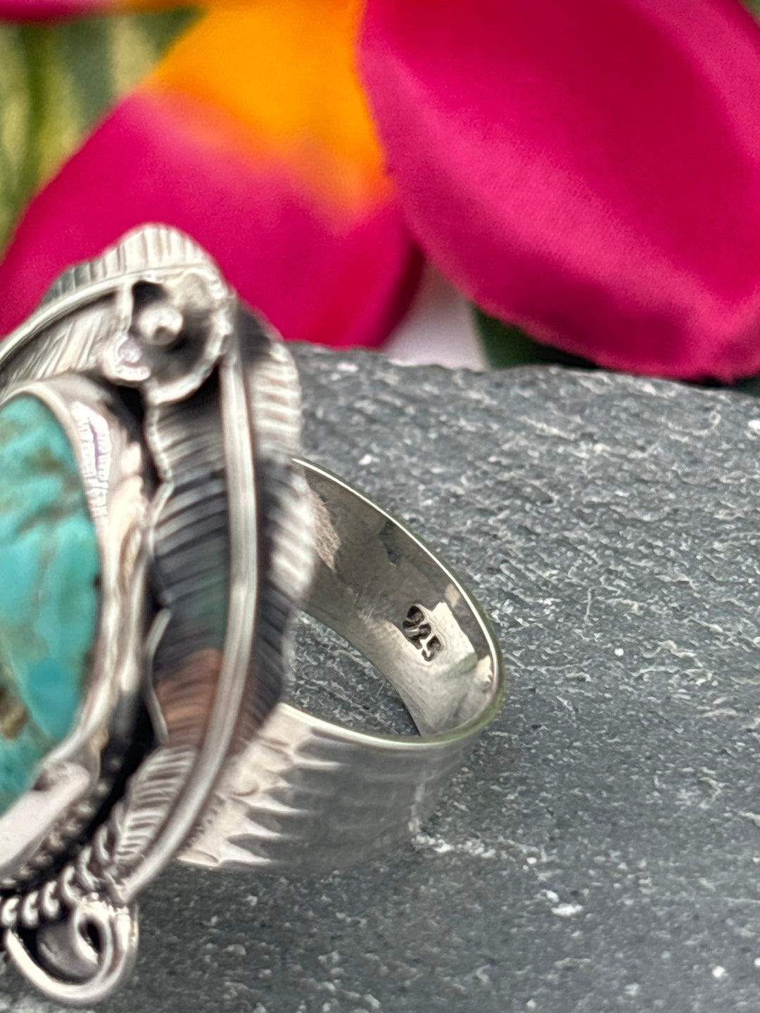 Raw American Turquoise Adjustable Band Ring Size 8