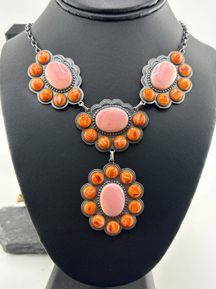 Queen Conch and Orange Spiny Oyster Southwest Statement Necklace