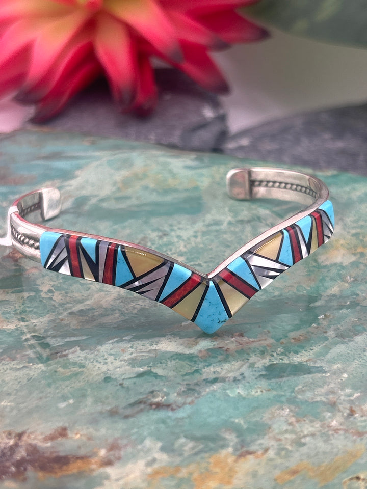 Regie 925 Sterling Silver Mosaic Multi-stone Cuff