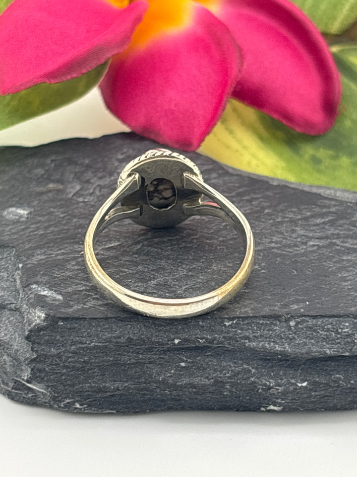 Round Wild Horse Jasper and 925 Sterling Silver Ring Size 10