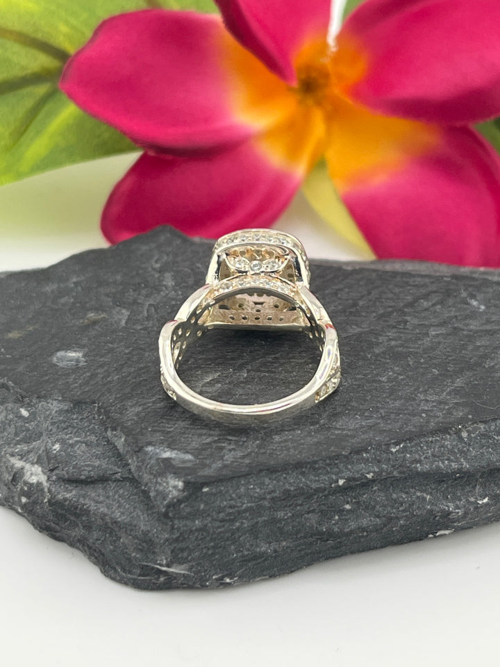 Morganite 925 Sterling Silver Ring w/ cz