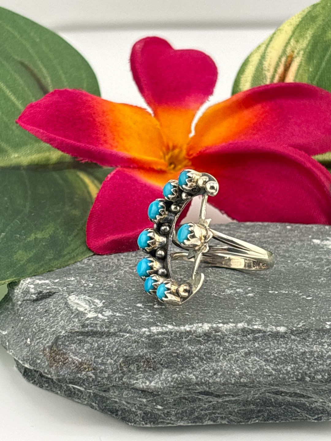 Star & Moon Turquoise Ring Size 8.25