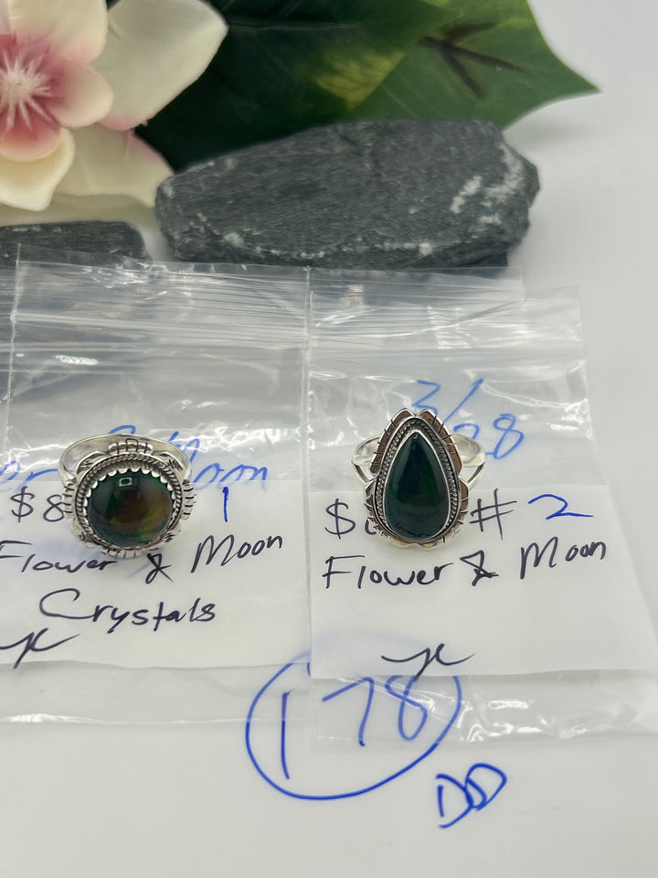 RESERVED FOR: Flower & Moon Crystals - 3/28/2025 tiktok Live Show - 2 Sterling Silver Items