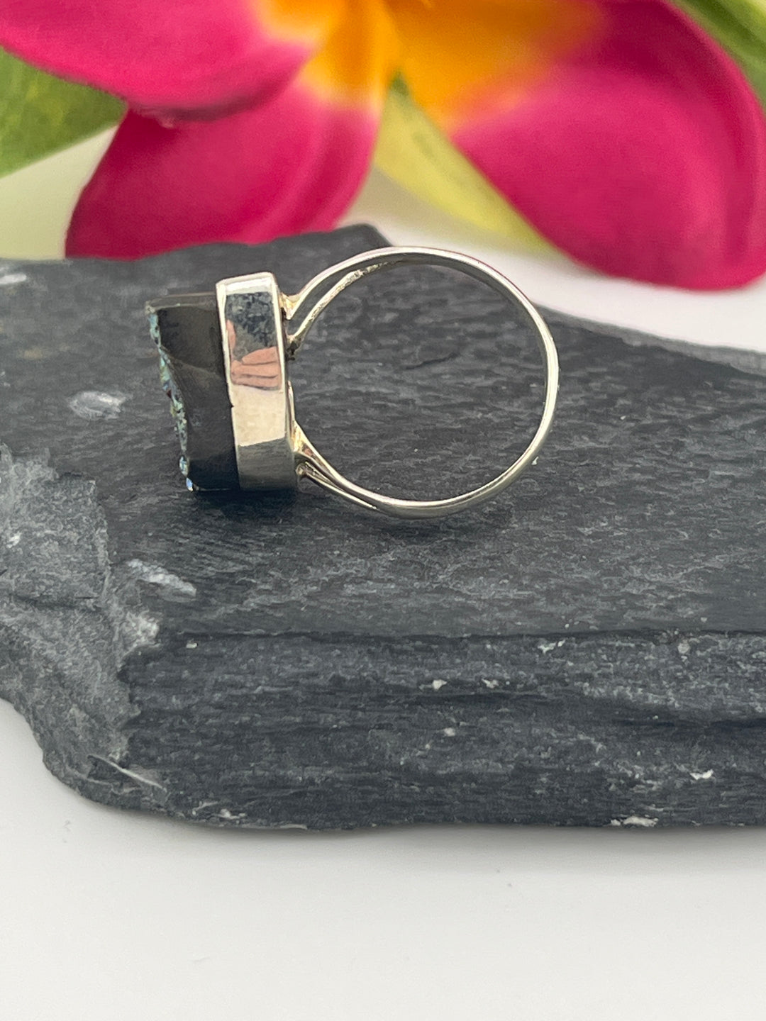 Titanium Druzy and 925 Sterling Silver Ring