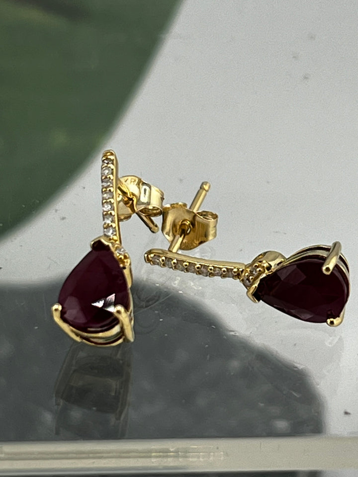 10K Gold Rubies and Diamond Earrings