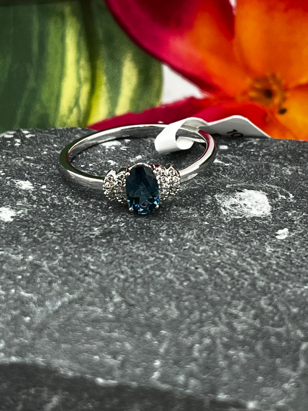 10K Gold London Blue Topaz and Diamond Ring