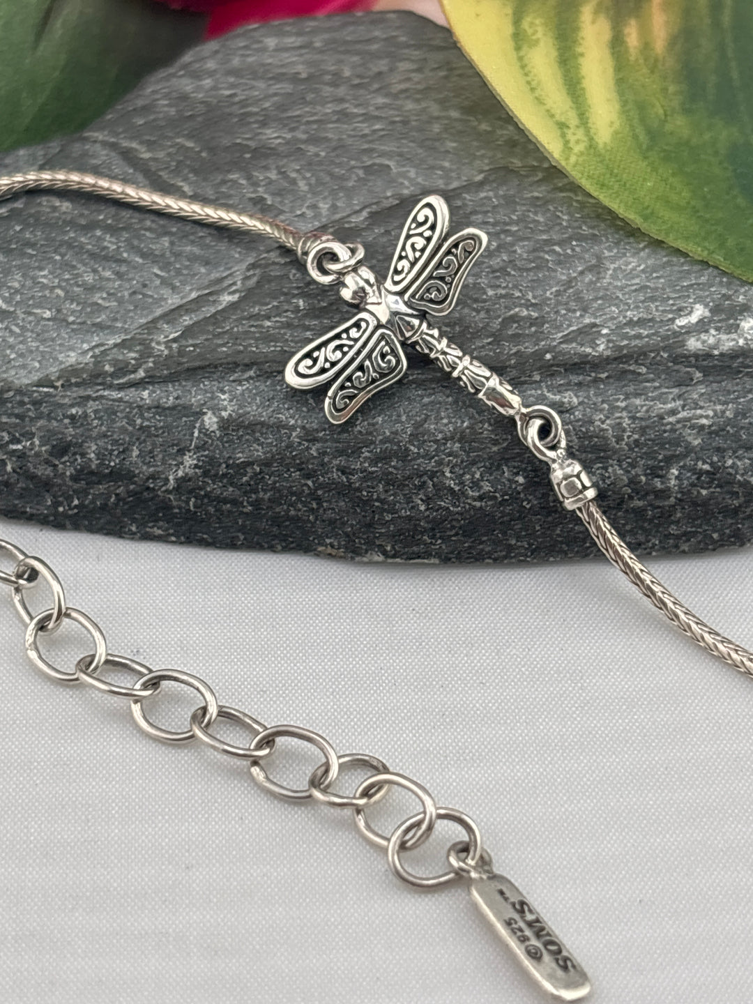 Designer SOMS 925 Sterling Silver Dragonfly Bracelet
