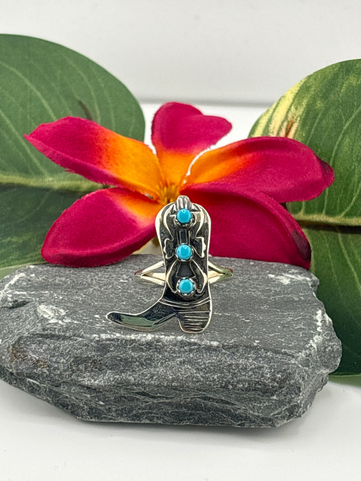 Turquoise Cowboy Boot Ring Size 9.25