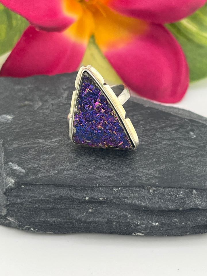 Titanium Druzy and 925 Sterling Silver Ring
