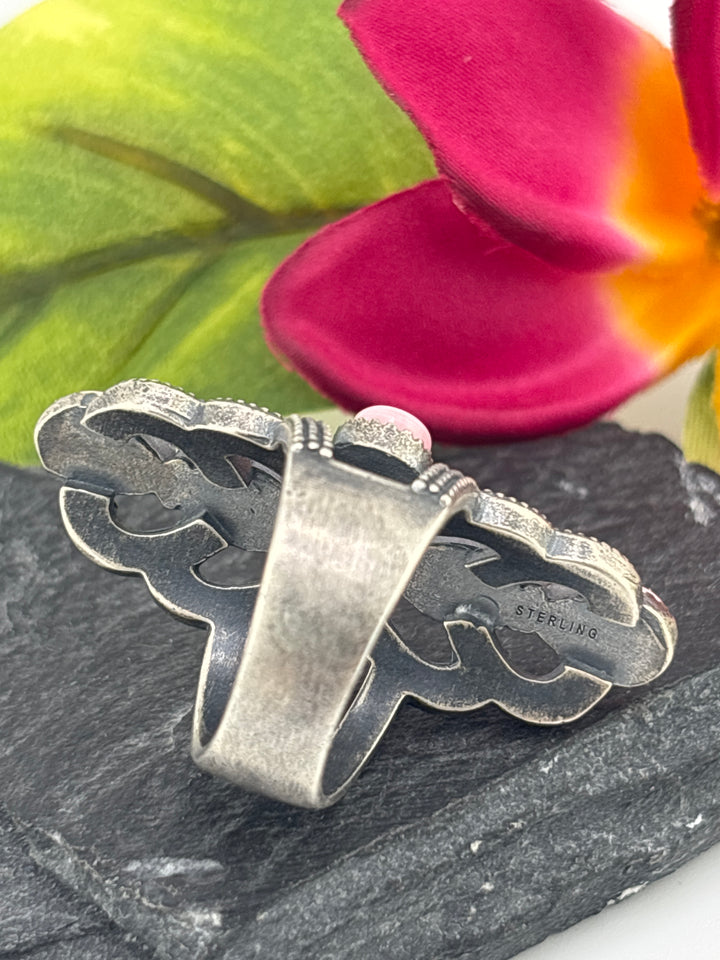 Queen Conch Cross and 925 Sterling Silver Ring Size 7