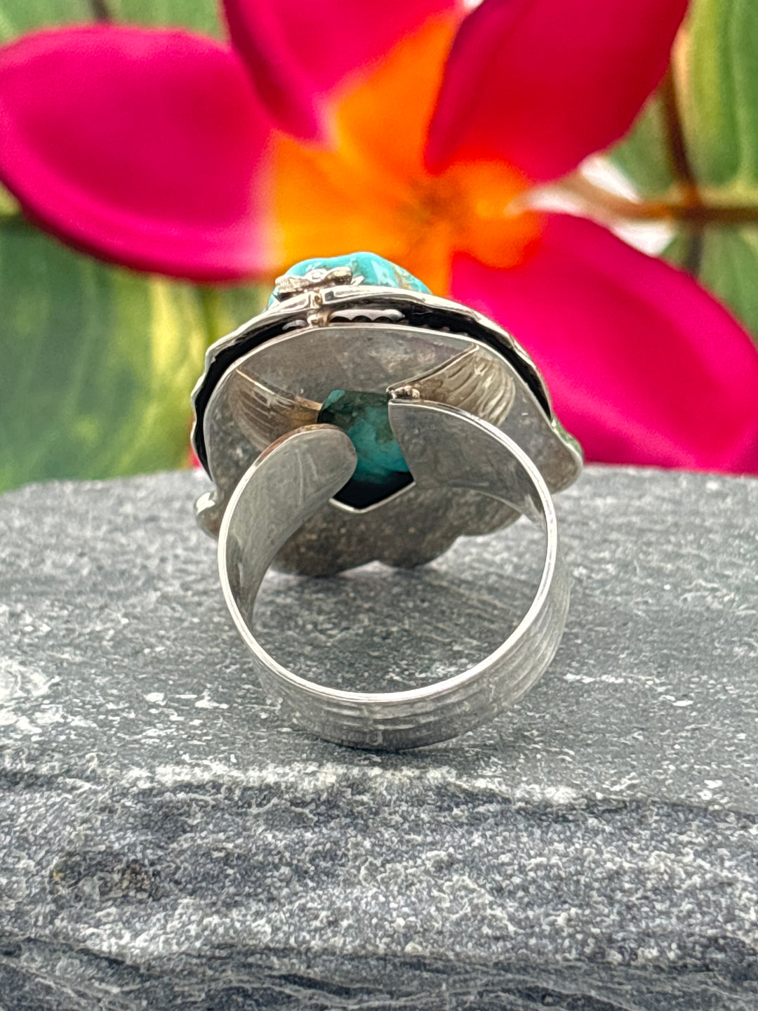 Raw American Turquoise Adjustable Band Ring Size 9