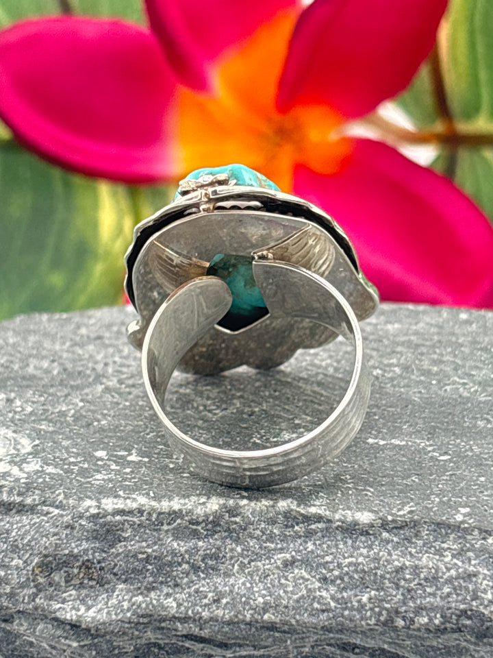 Raw American Turquoise Adjustable Band Ring Size 9