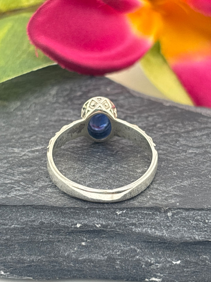 Sapphire and 925 Sterling Silver Ring Size 6
