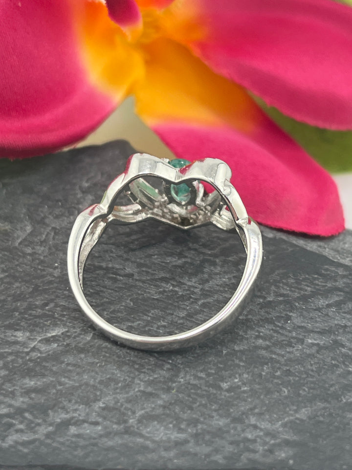 Emerald and 925 Sterling Silver Ring