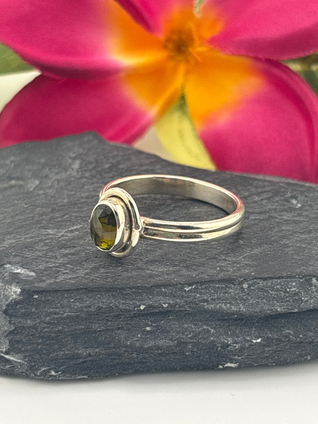 Tourmaline and 925 Sterling Silver Ring Size 9.25