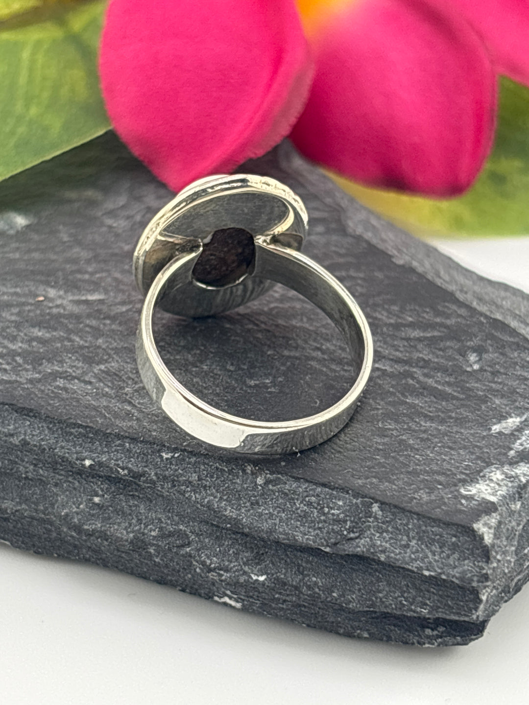 Round Wild Horse Jasper and 925 Sterling Silver Ring Size 7