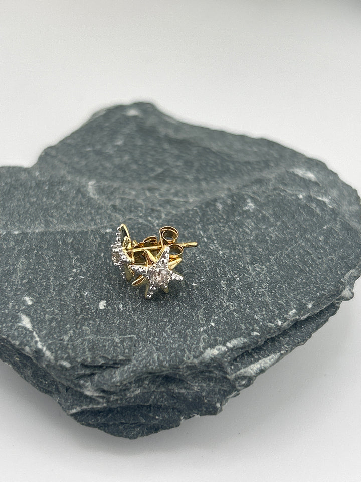 14K Gold & White Gold Diamond Star Post-back Earrings