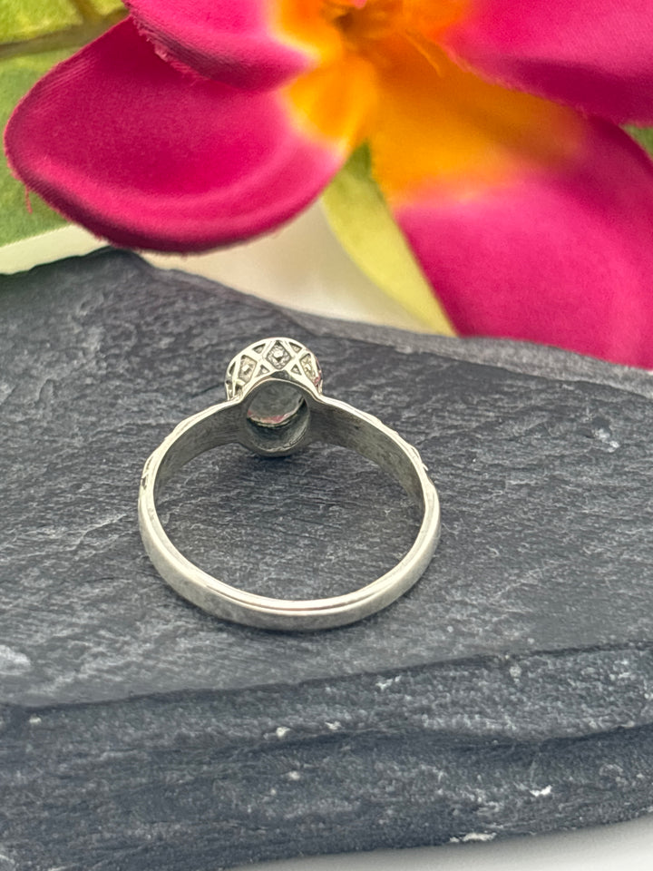 Tourmaline and 925 Sterling Silver Ring Size 6.5