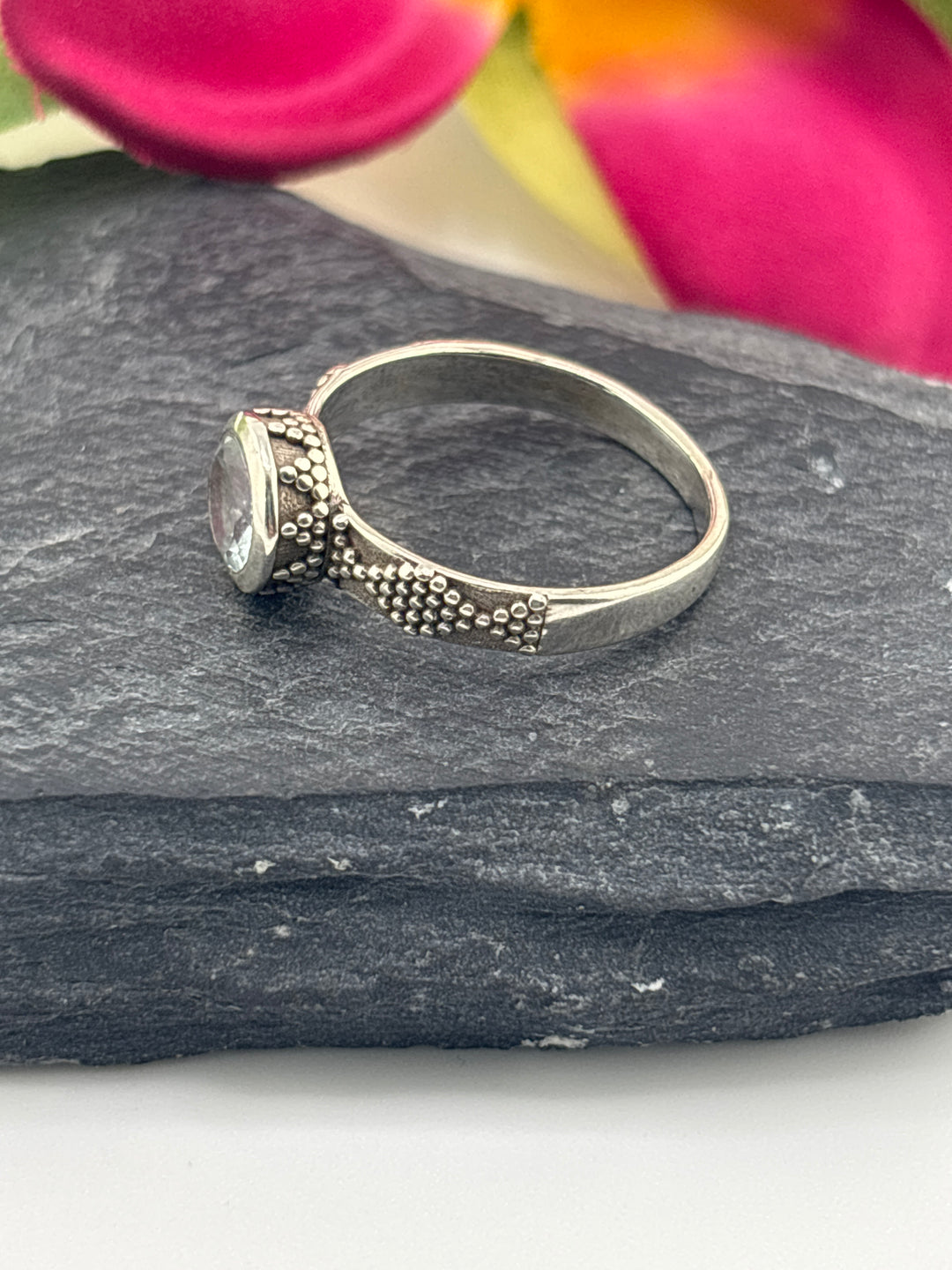 Aquamarine and 925 Sterling Silver Ring Size 7