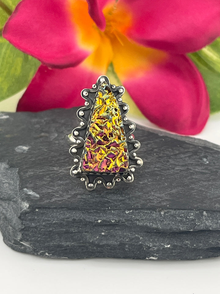 Titanium Druzy and 925 Sterling Silver Ring