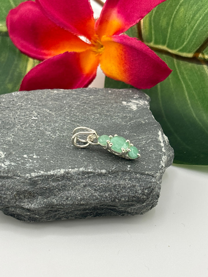 Zambian Emerald 3 Stone Pendant