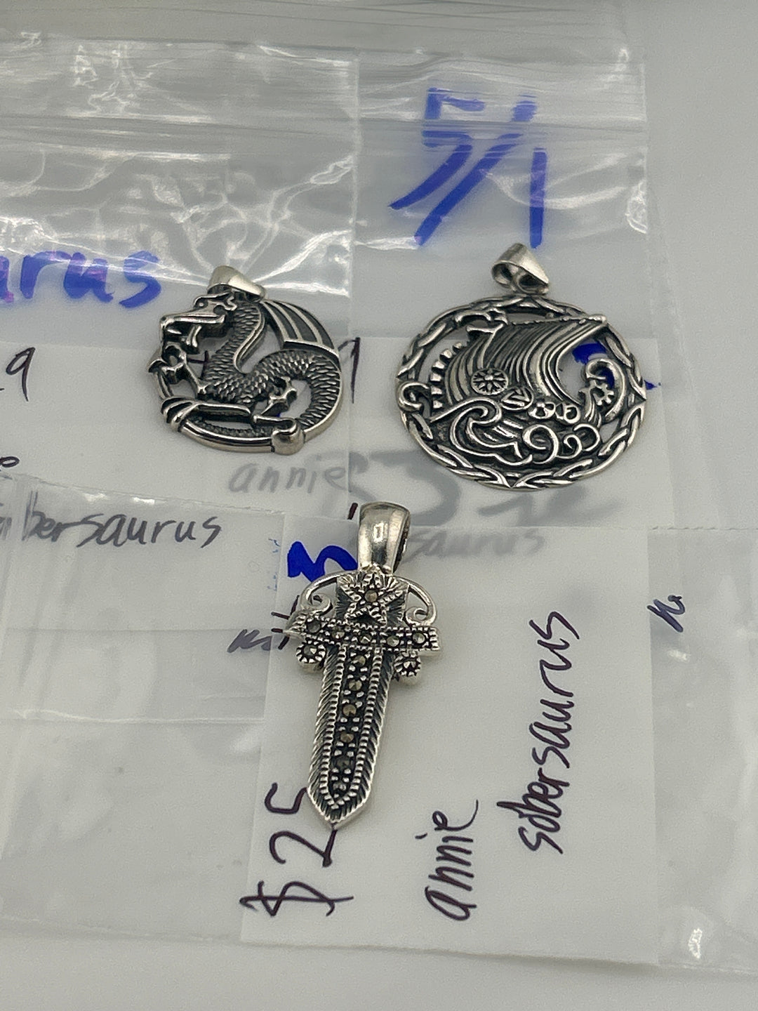 RESERVED FOR: annie sobersaurus - 5/1/2025 tiktok Live Show -3  Sterling Silver Items
