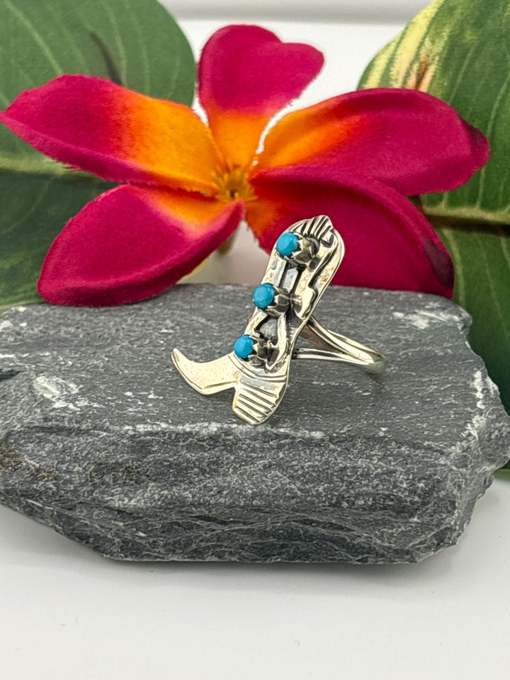 Turquoise Cowboy Boot Ring Size 7.5