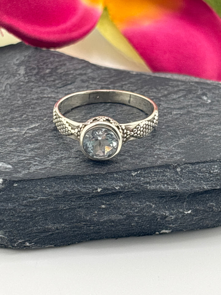 Aquamarine and 925 Sterling Silver Ring Size 7